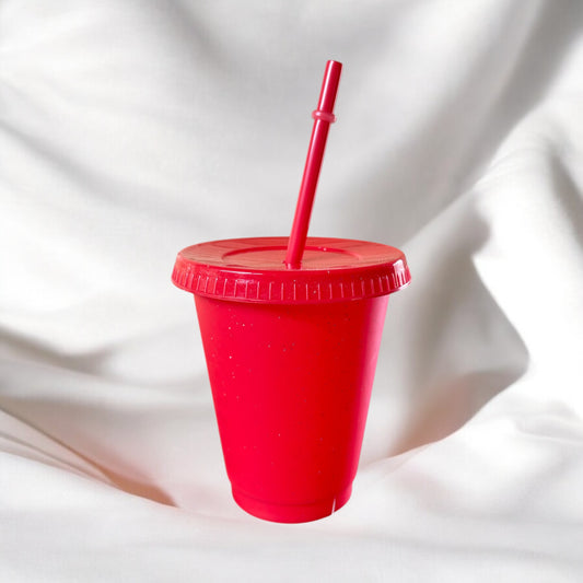 16oz Glitter Cold Cup Red