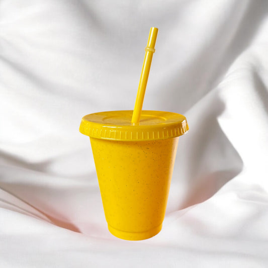 16oz Glitter Cold Cup Yellow