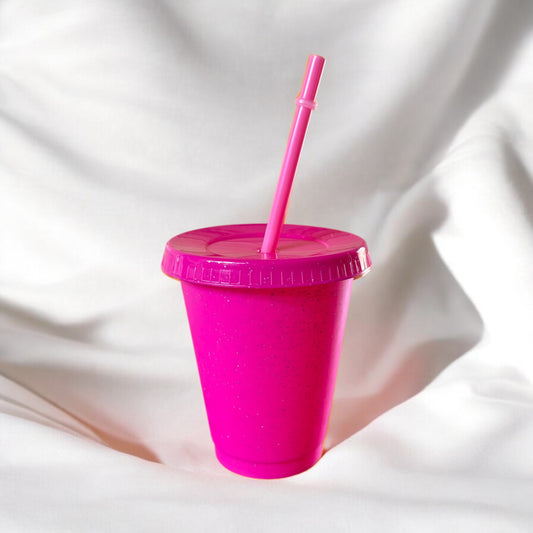 16oz Glitter Cold Cup Hot Pink