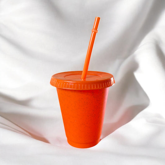 16oz Glitter Cold Cup Orange