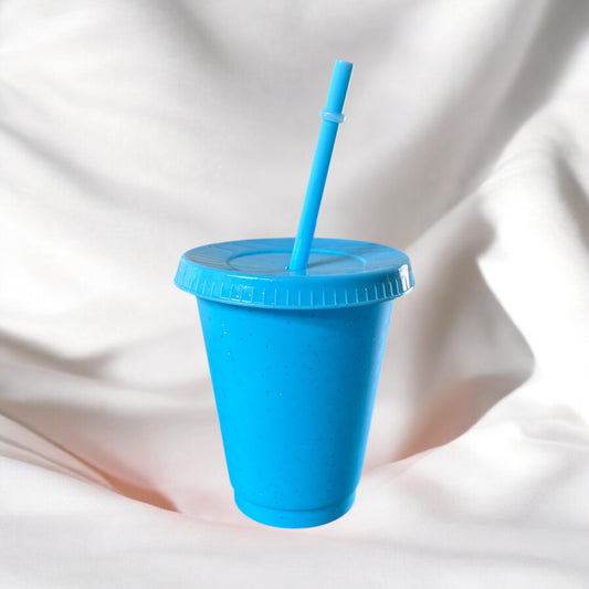 16oz Glitter Cold Cup Sky Blue