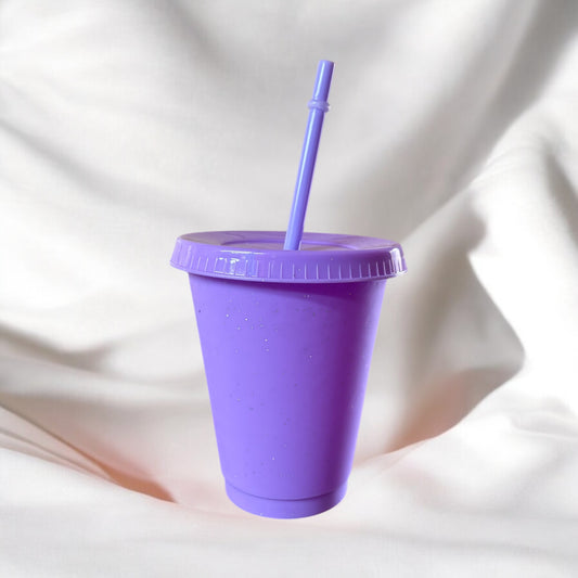 16oz Glitter Cold Cup Light Purple
